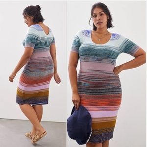Anthropologie Multicolor Striped Knit Midi Dress